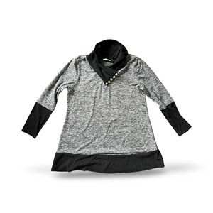 Bebonnie Women's Colorblock Babydoll Tunic Dress Cowlneck Black XXL 2XL